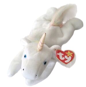 Ty Beanie Baby Mystic The Unicorn Rare Shiny Horn Rainbow Fur Tag Errors